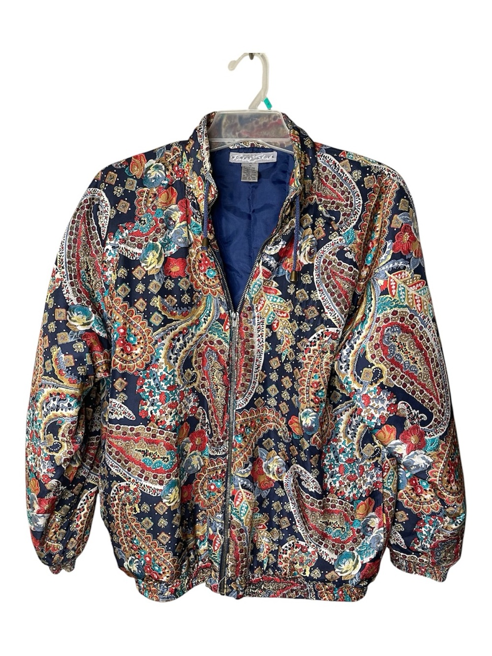 Robert Stock Cintage Paisley Quilted Zip Bomber Jacket Sz L - Picture 1 of 4